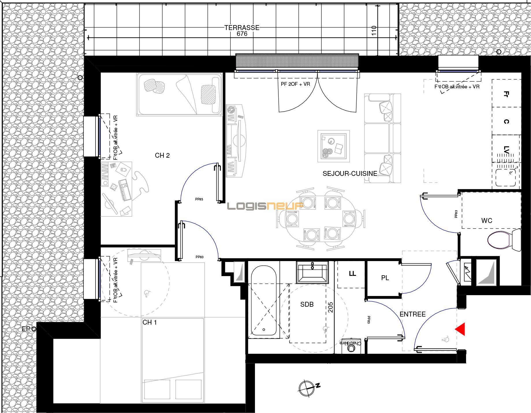 Appartement T3 de 58.00 m2 3ème étage O Ocarina Rumilly ref 667
