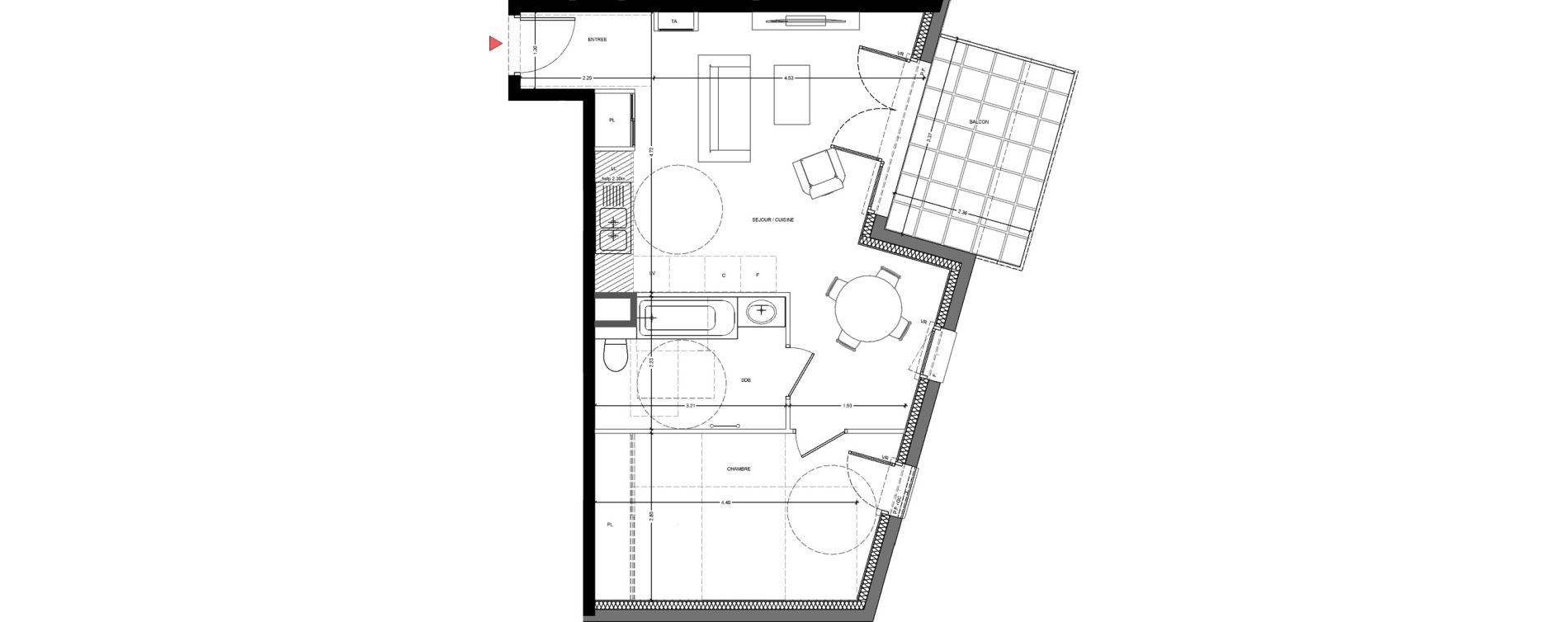 Appartement T2 de 50,64 m2 &agrave; Saint-F&eacute;lix Centre