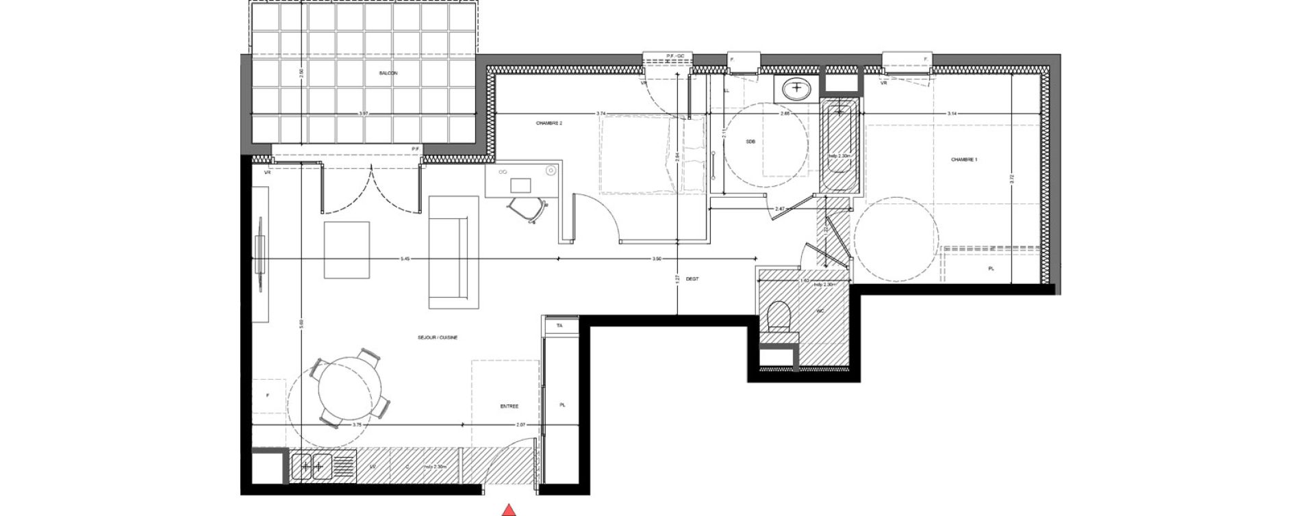 Appartement T3 de 67,48 m2 &agrave; Saint-F&eacute;lix Centre
