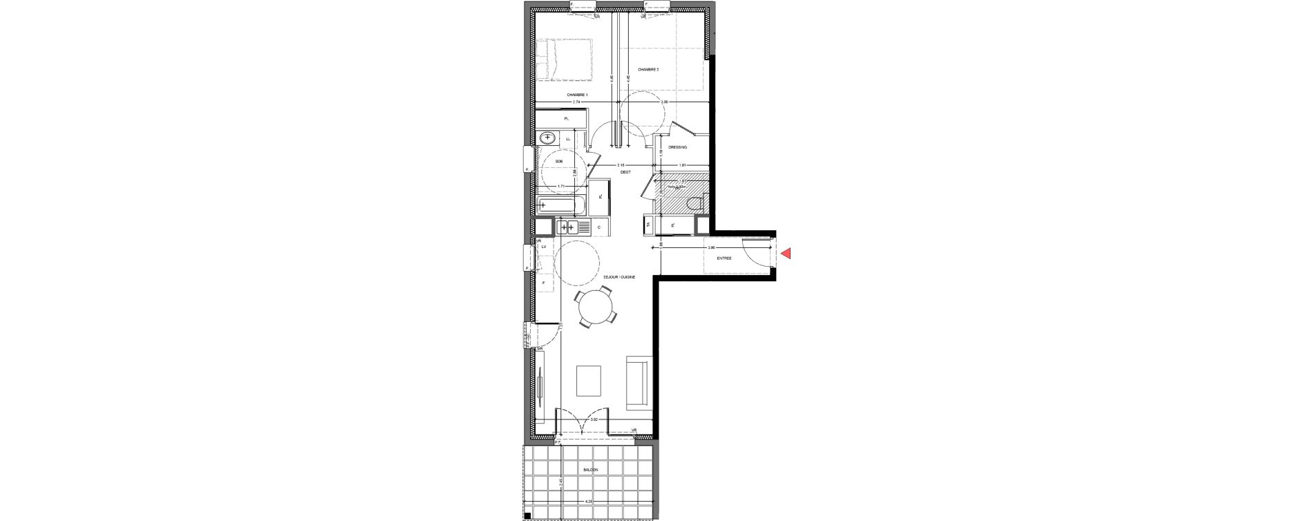 Appartement T3 de 71,54 m2 &agrave; Saint-F&eacute;lix Centre
