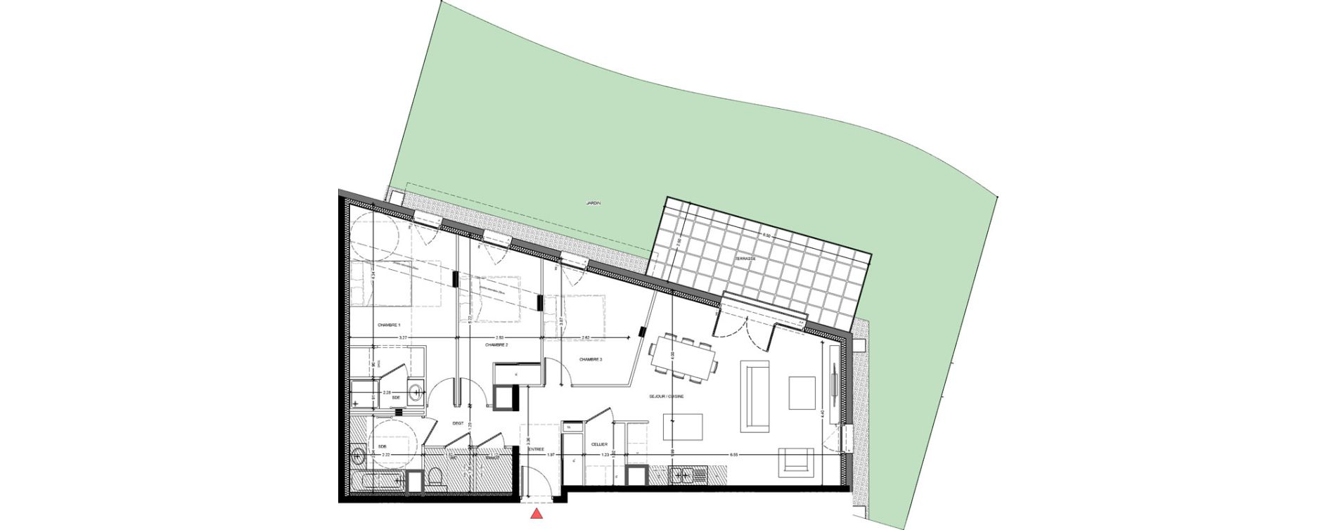 Appartement T4 de 94,75 m2 &agrave; Saint-F&eacute;lix Centre