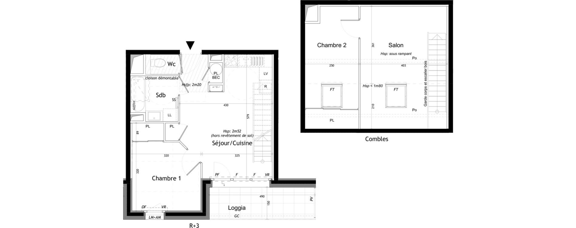 Duplex T3 de 61,31 m2 &agrave; Saint-Gervais-Les-Bains Le fayet