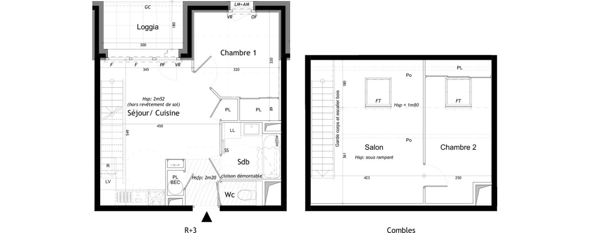 Duplex T3 de 61,91 m2 &agrave; Saint-Gervais-Les-Bains Le fayet