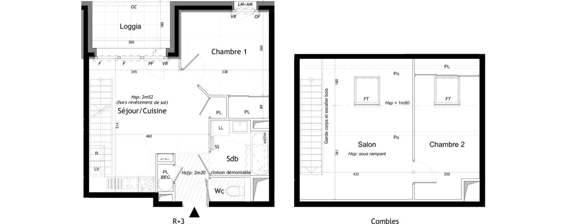 Duplex T3 de 62,41 m2 &agrave; Saint-Gervais-Les-Bains Le fayet