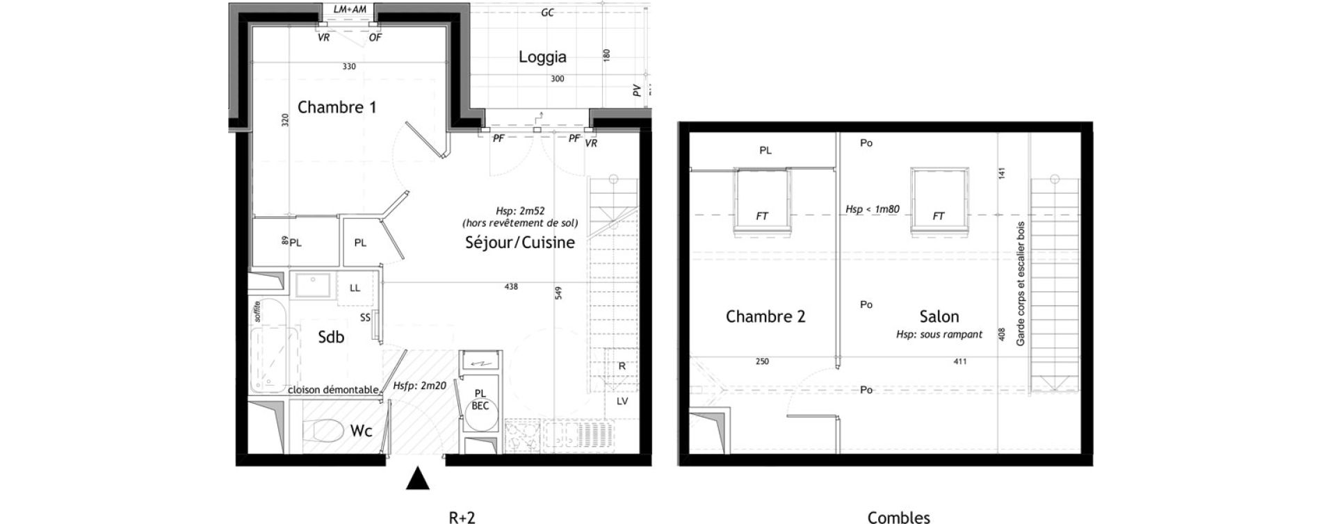 Duplex T3 de 63,18 m2 &agrave; Saint-Gervais-Les-Bains Le fayet