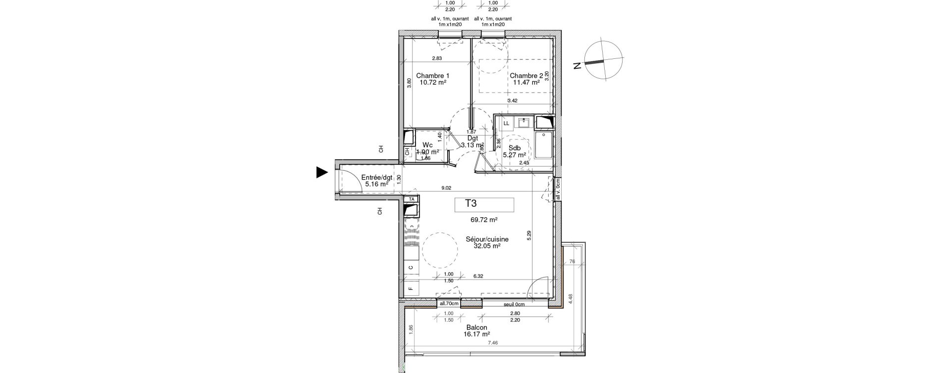 Appartement T3 de 69,72 m2 &agrave; Saint-Pierre-En-Faucigny Centre