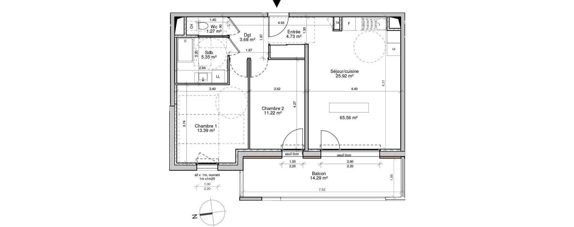 Appartement T3 de 65,56 m2 &agrave; Saint-Pierre-En-Faucigny Centre