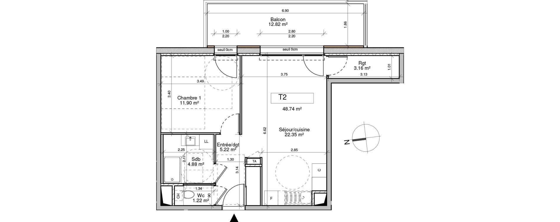 Appartement T2 de 48,74 m2 &agrave; Saint-Pierre-En-Faucigny Centre