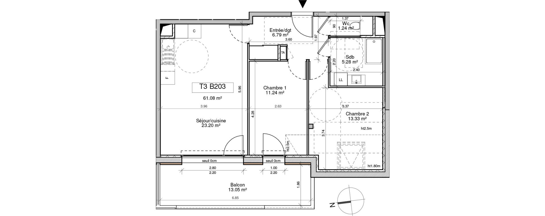 Appartement T3 de 61,08 m2 &agrave; Saint-Pierre-En-Faucigny Centre