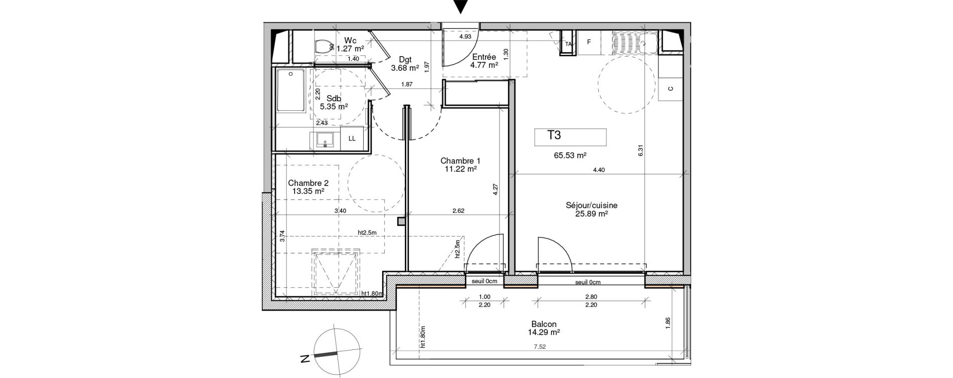 Appartement T3 de 65,53 m2 &agrave; Saint-Pierre-En-Faucigny Centre