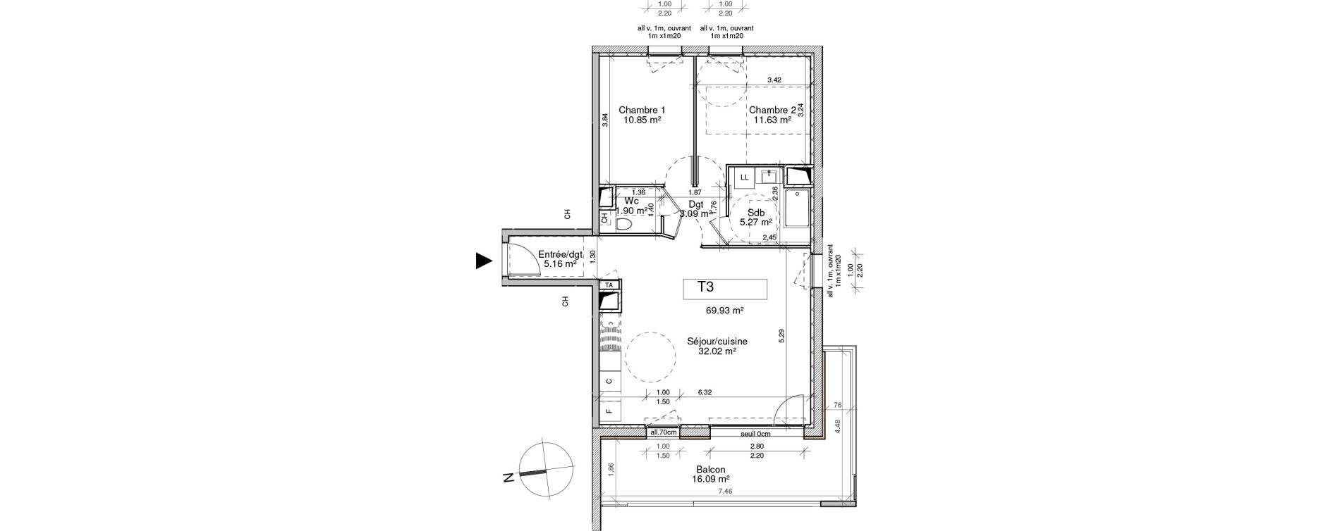 Appartement T3 de 69,93 m2 &agrave; Saint-Pierre-En-Faucigny Centre