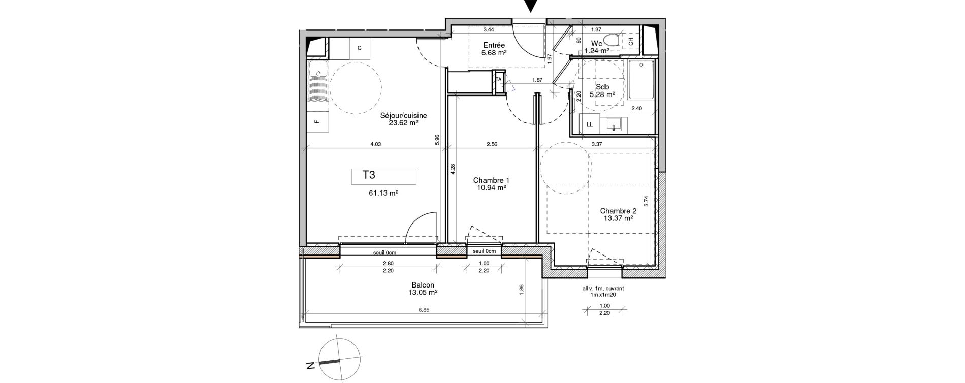 Appartement T3 de 61,13 m2 &agrave; Saint-Pierre-En-Faucigny Centre