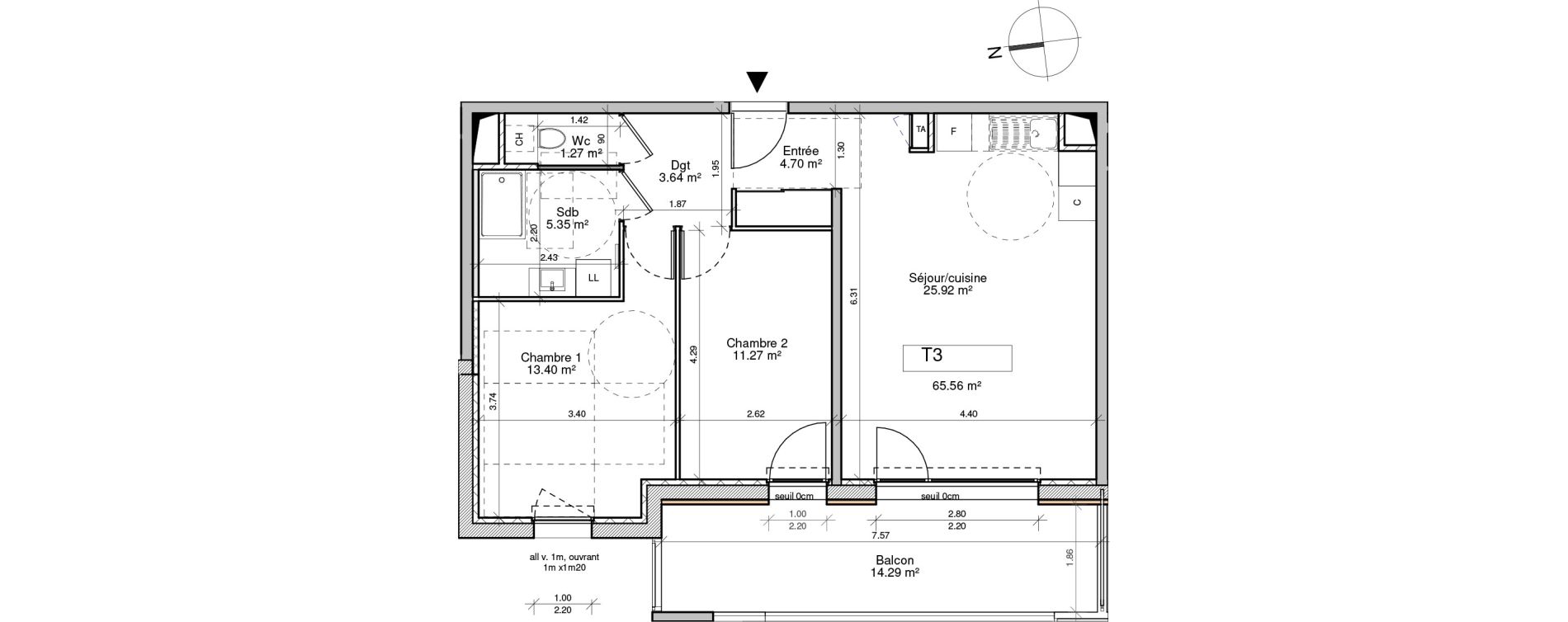 Appartement T3 de 65,56 m2 &agrave; Saint-Pierre-En-Faucigny Centre