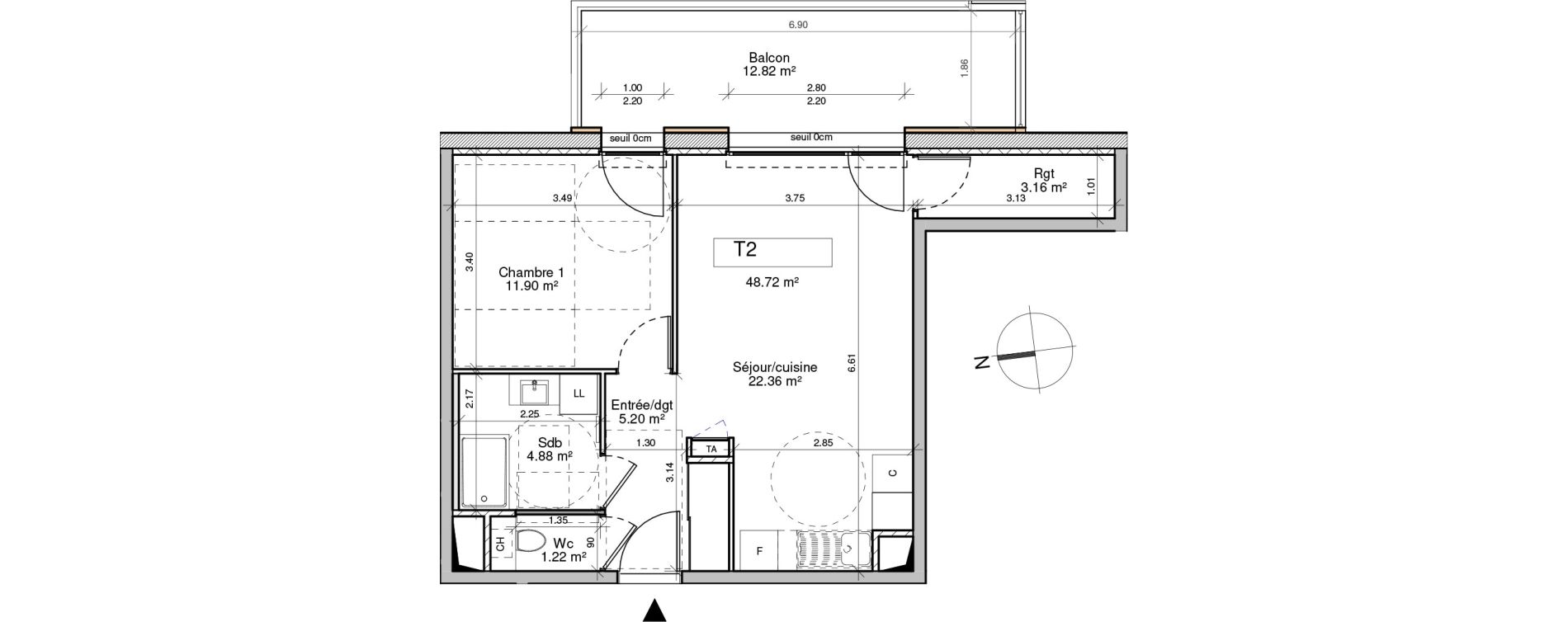 Appartement T2 de 48,72 m2 &agrave; Saint-Pierre-En-Faucigny Centre