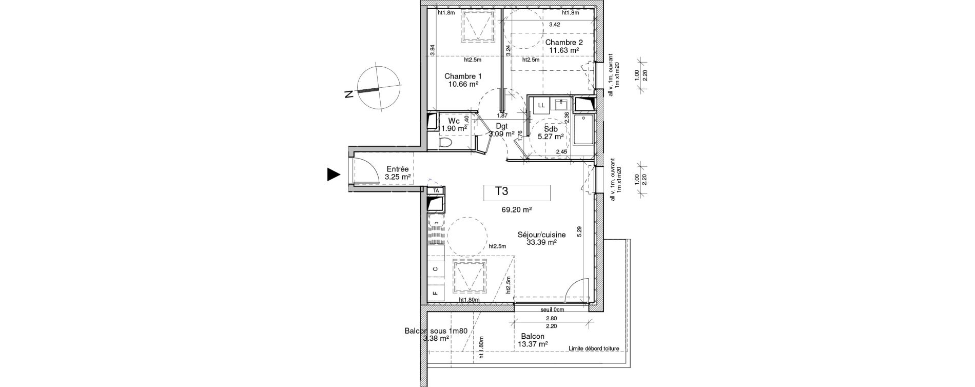 Appartement T3 de 69,20 m2 &agrave; Saint-Pierre-En-Faucigny Centre