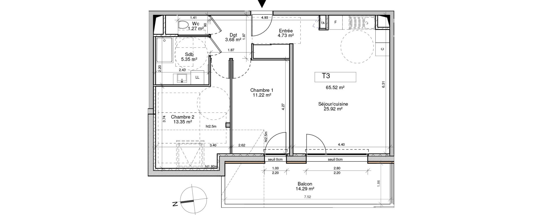 Appartement T3 de 65,52 m2 &agrave; Saint-Pierre-En-Faucigny Centre