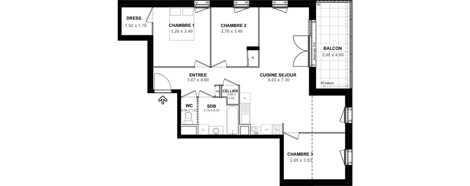 Appartement T4 de 74,85 m2 &agrave; Saint-Pierre-En-Faucigny Centre