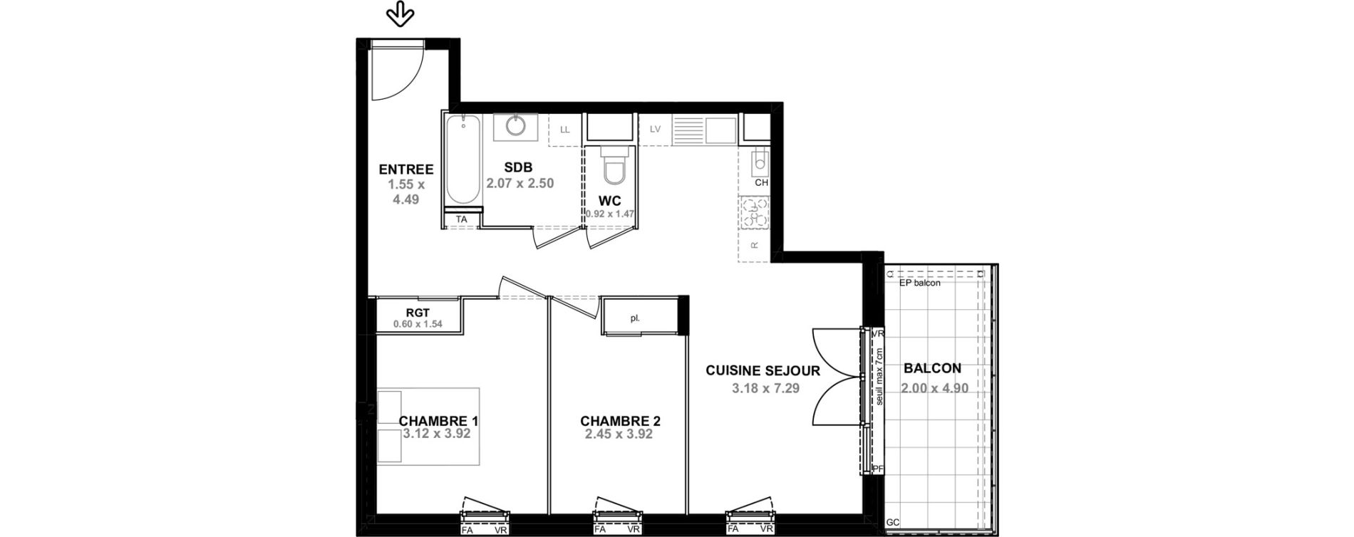 Appartement T3 de 59,71 m2 &agrave; Saint-Pierre-En-Faucigny Centre