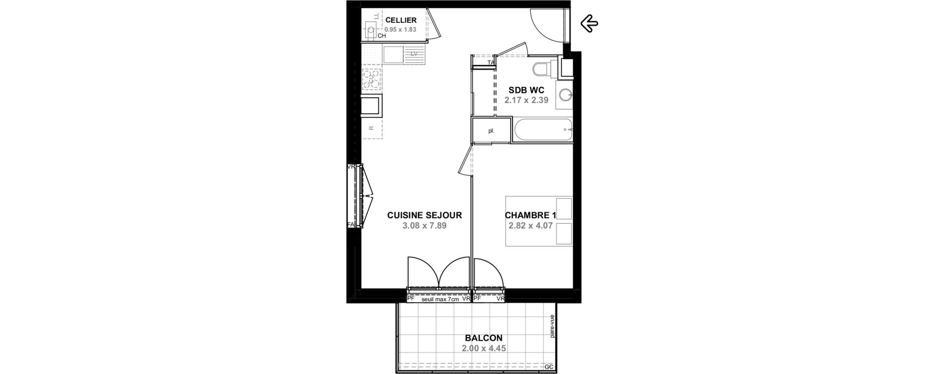 Appartement T2 de 44,88 m2 &agrave; Saint-Pierre-En-Faucigny Centre