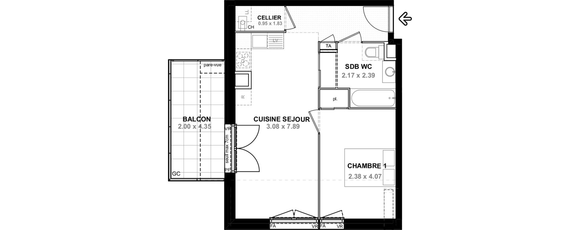 Appartement T2 de 44,88 m2 &agrave; Saint-Pierre-En-Faucigny Centre