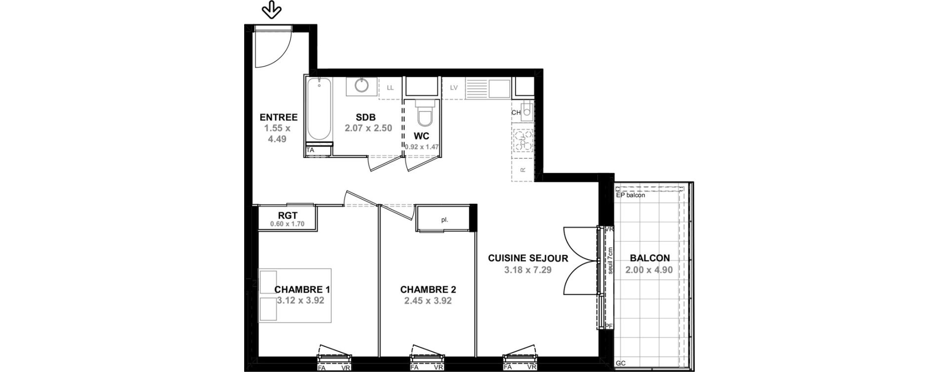 Appartement T3 de 59,72 m2 &agrave; Saint-Pierre-En-Faucigny Centre