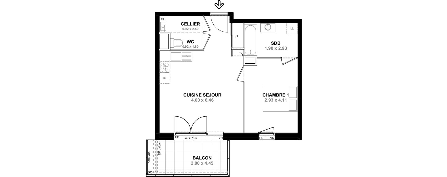 Appartement T2 de 45,50 m2 &agrave; Saint-Pierre-En-Faucigny Centre