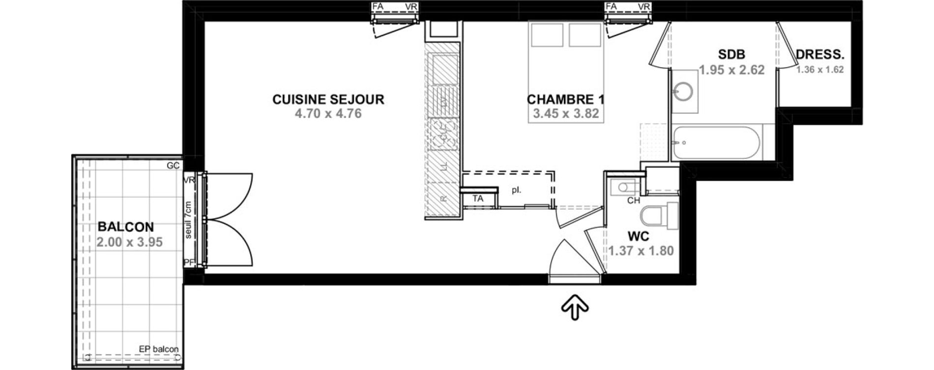 Appartement T2 de 46,98 m2 &agrave; Saint-Pierre-En-Faucigny Centre