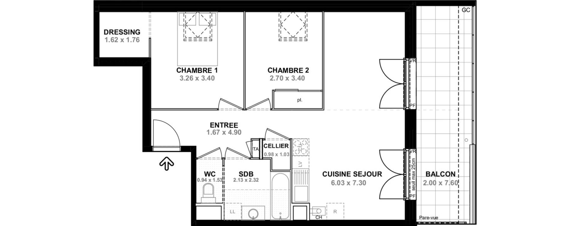 Appartement T3 de 61,41 m2 &agrave; Saint-Pierre-En-Faucigny Centre