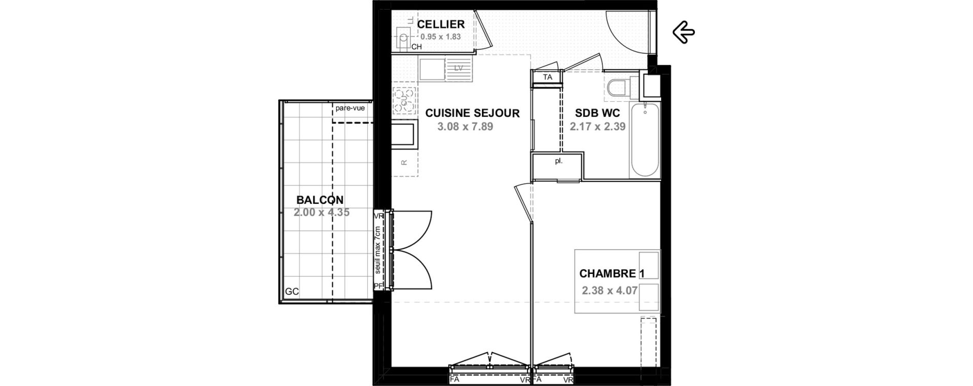Appartement T2 de 44,86 m2 &agrave; Saint-Pierre-En-Faucigny Centre