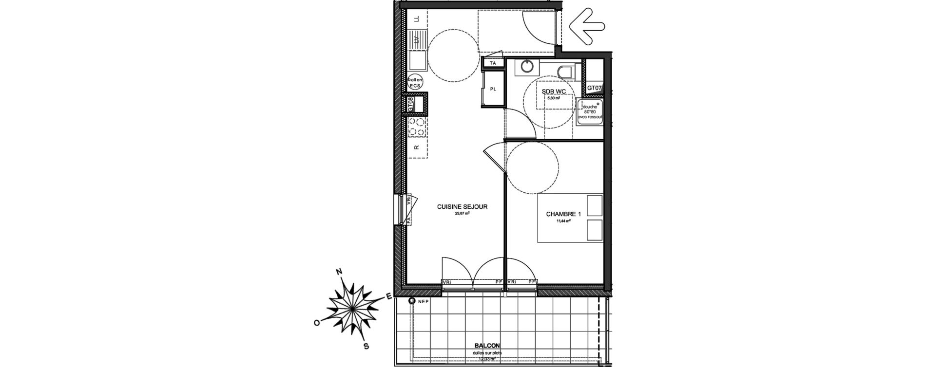 Appartement T2 de 40,91 m2 &agrave; Saint-Pierre-En-Faucigny Centre