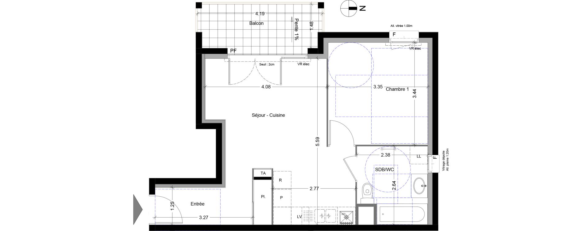 Appartement T2 de 42,95 m2 &agrave; Sallanches Centre
