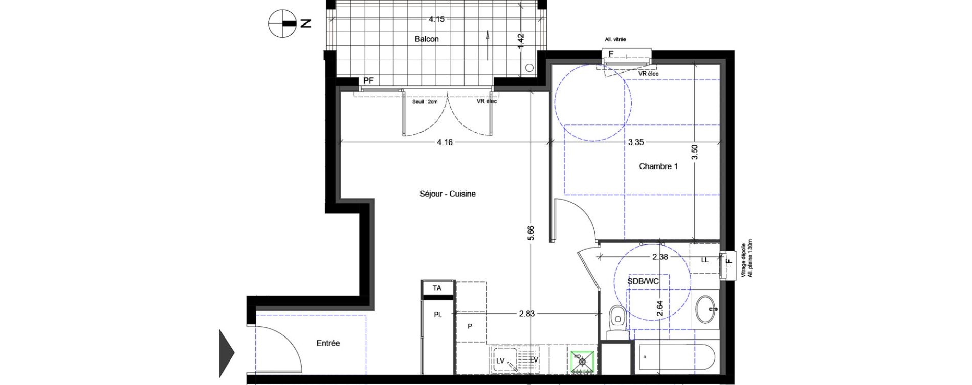 Appartement T2 de 43,98 m2 à Sallanches Centre
