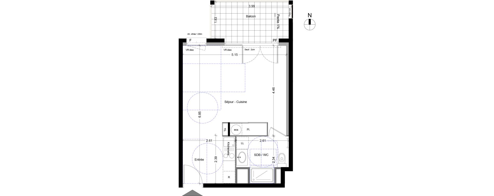 Appartement T1 de 33,88 m2 à Sallanches Centre