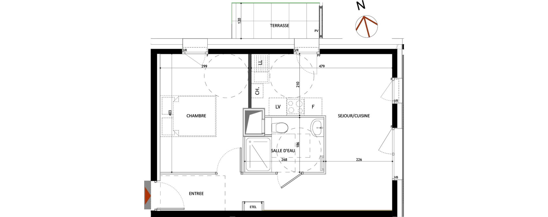 Appartement T2 de 40,11 m2 &agrave; Samo&euml;ns L'etelley