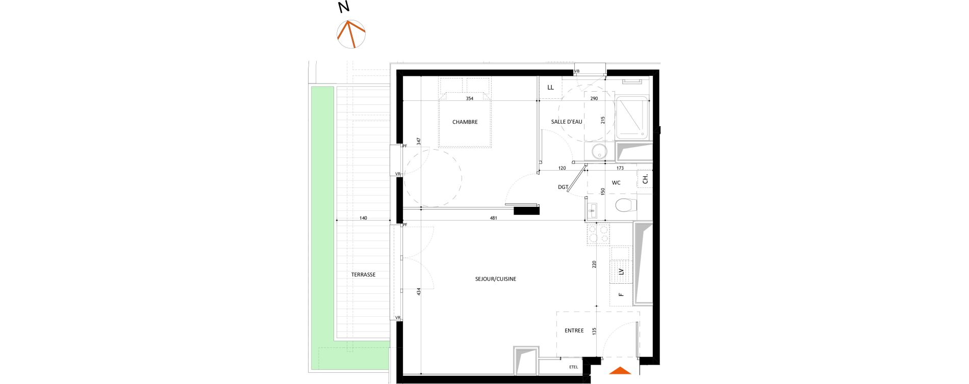 Appartement T2 de 45,22 m2 &agrave; Samo&euml;ns L'etelley