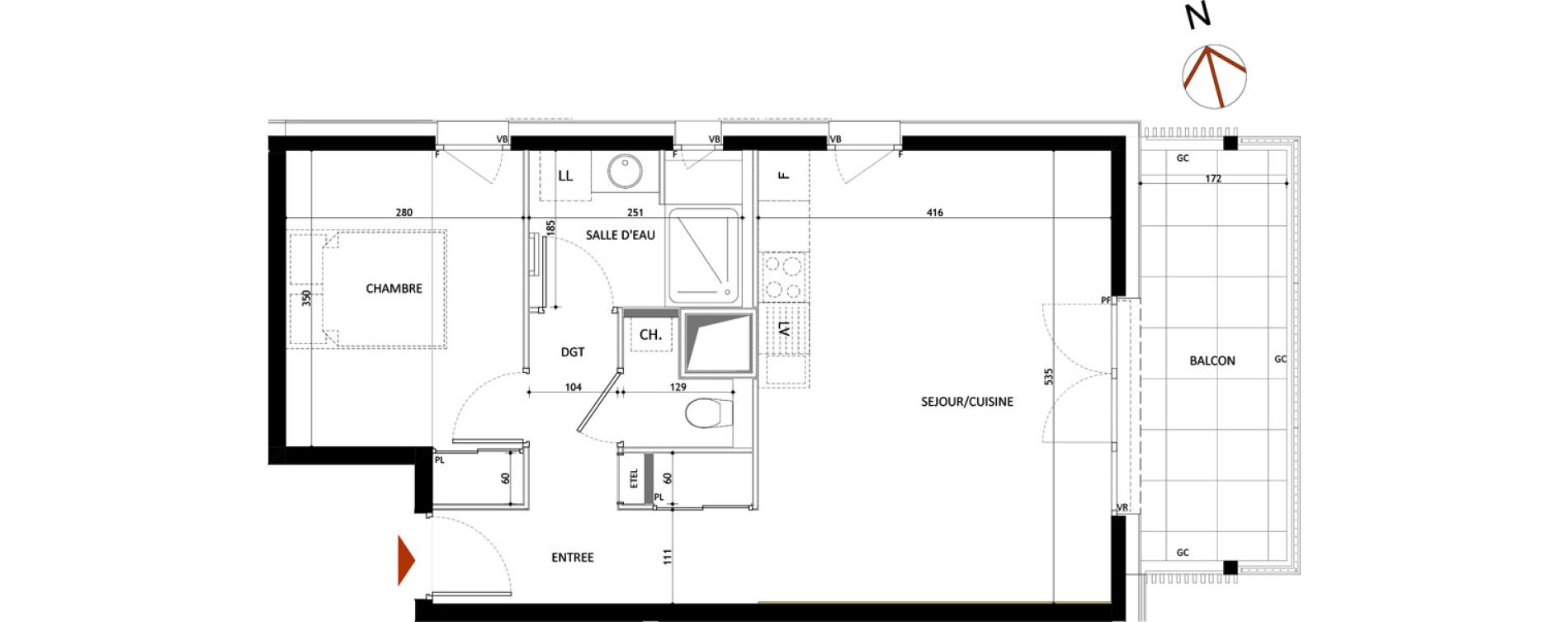 Appartement T2 de 46,35 m2 &agrave; Samo&euml;ns L'etelley