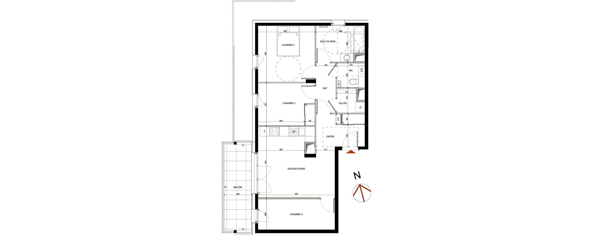 Appartement T4 de 69,67 m2 &agrave; Samo&euml;ns L'etelley