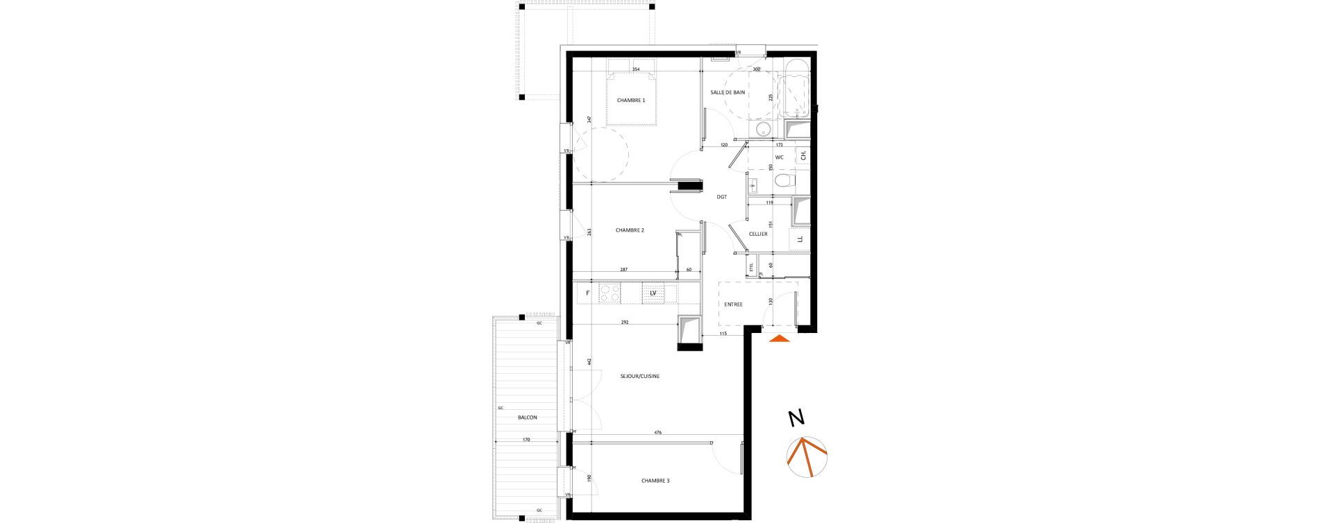 Appartement T3 de 69,59 m2 &agrave; Samo&euml;ns L'etelley