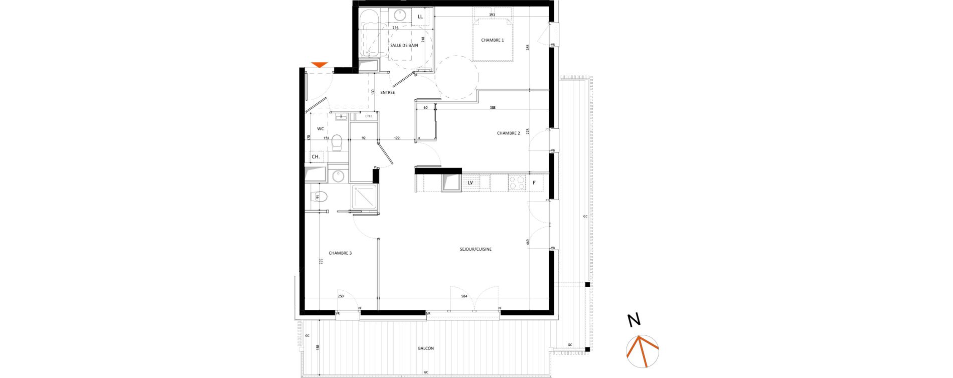 Appartement T4 de 78,68 m2 &agrave; Samo&euml;ns L'etelley