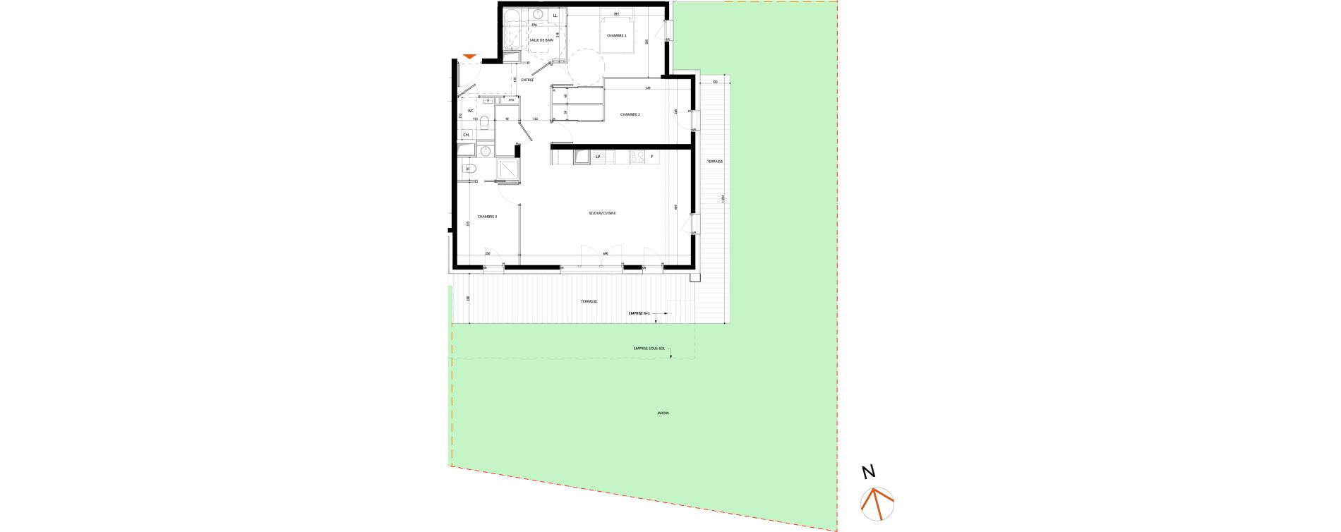 Appartement T4 de 87,59 m2 &agrave; Samo&euml;ns L'etelley