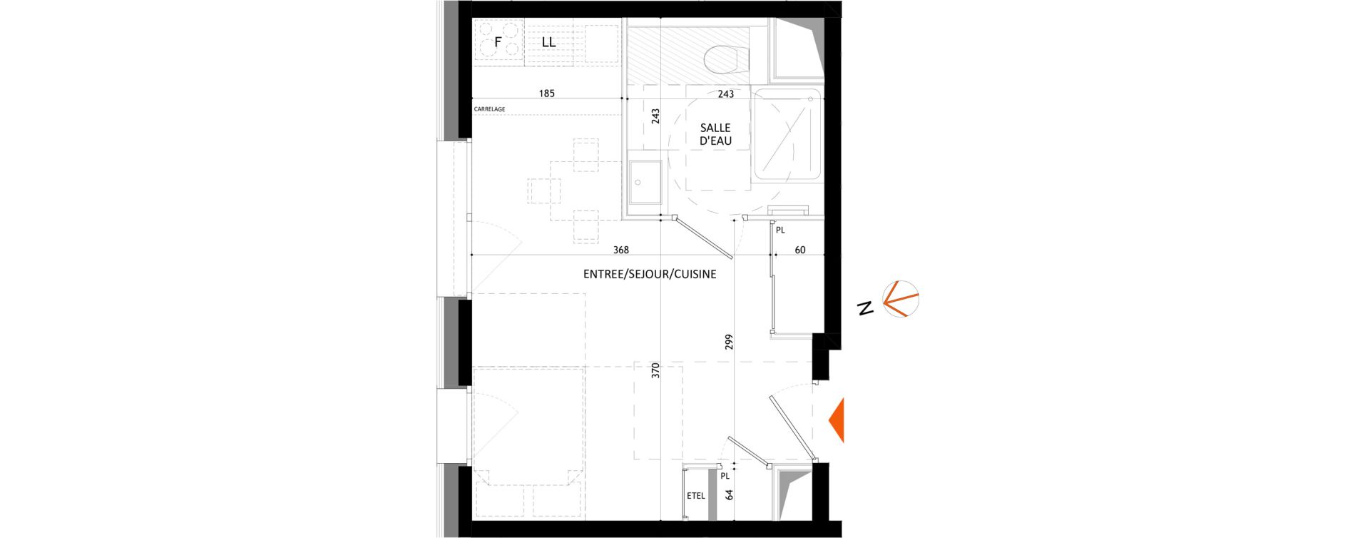 Appartement T1 de 24,64 m2 &agrave; Samo&euml;ns Centre