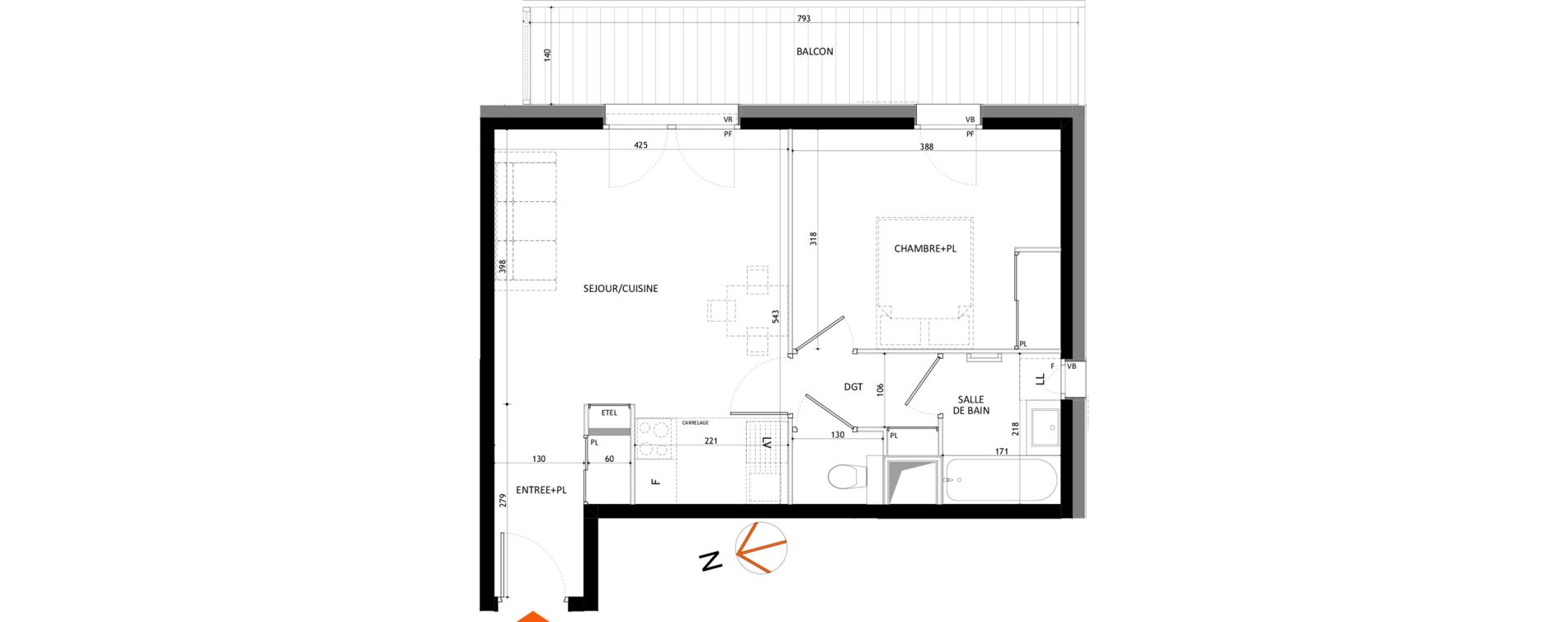 Appartement T2 de 44,17 m2 &agrave; Samo&euml;ns Centre