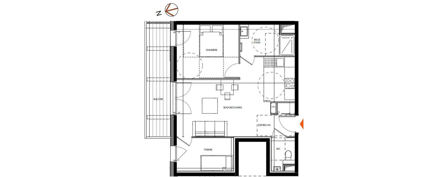 Appartement T2 de 51,71 m2 &agrave; Samo&euml;ns Centre