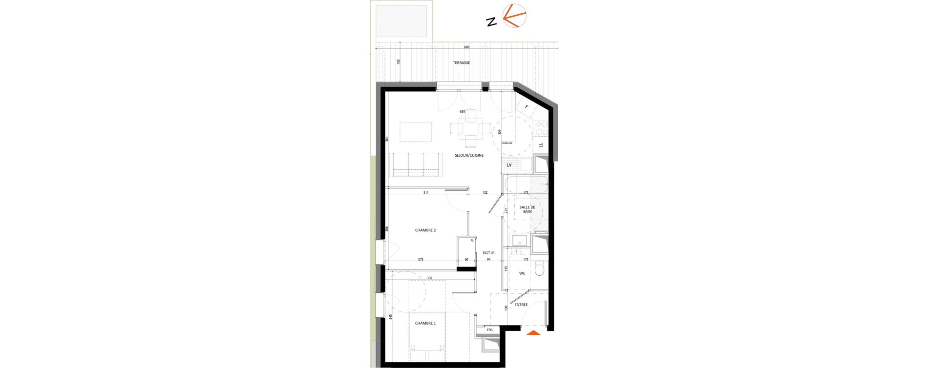 Appartement T3 de 57,01 m2 &agrave; Samo&euml;ns Centre