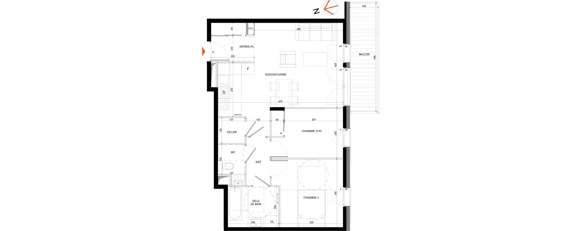 Appartement T3 de 62,86 m2 &agrave; Samo&euml;ns Centre