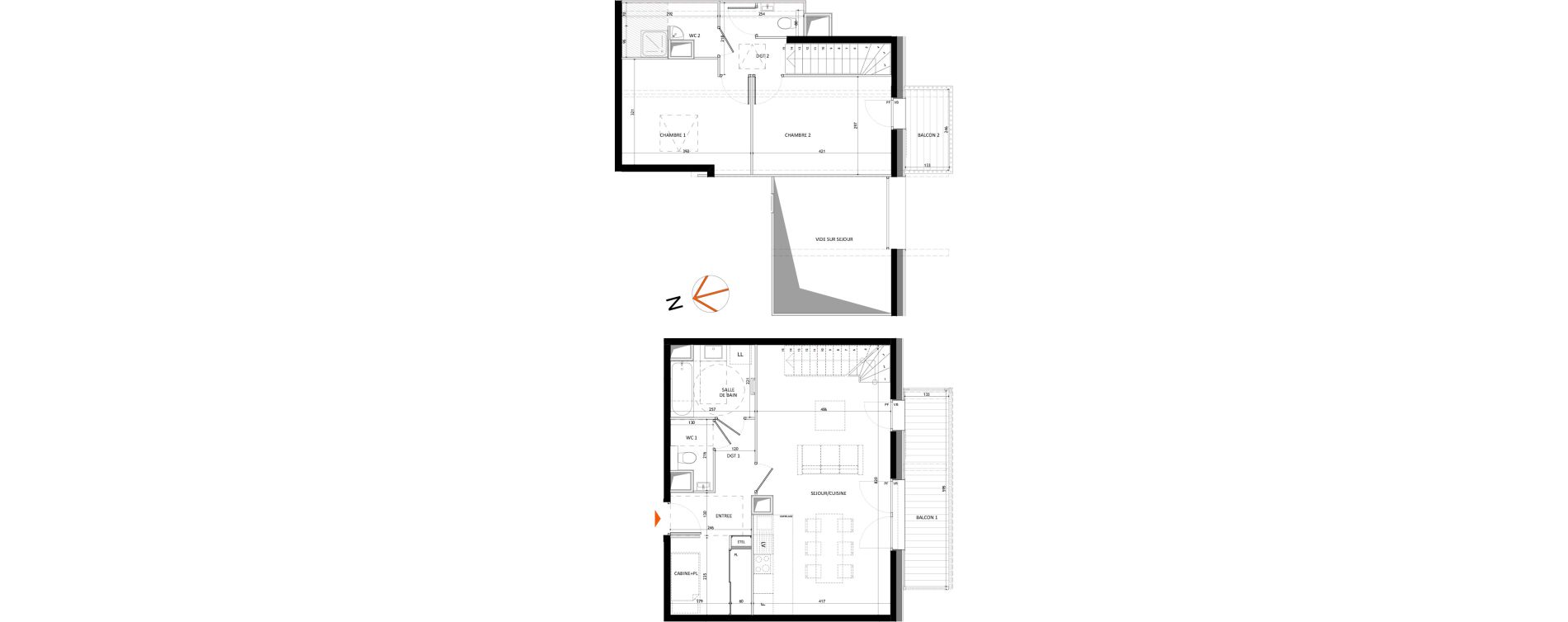 Duplex T3 de 84,02 m2 &agrave; Samo&euml;ns Centre