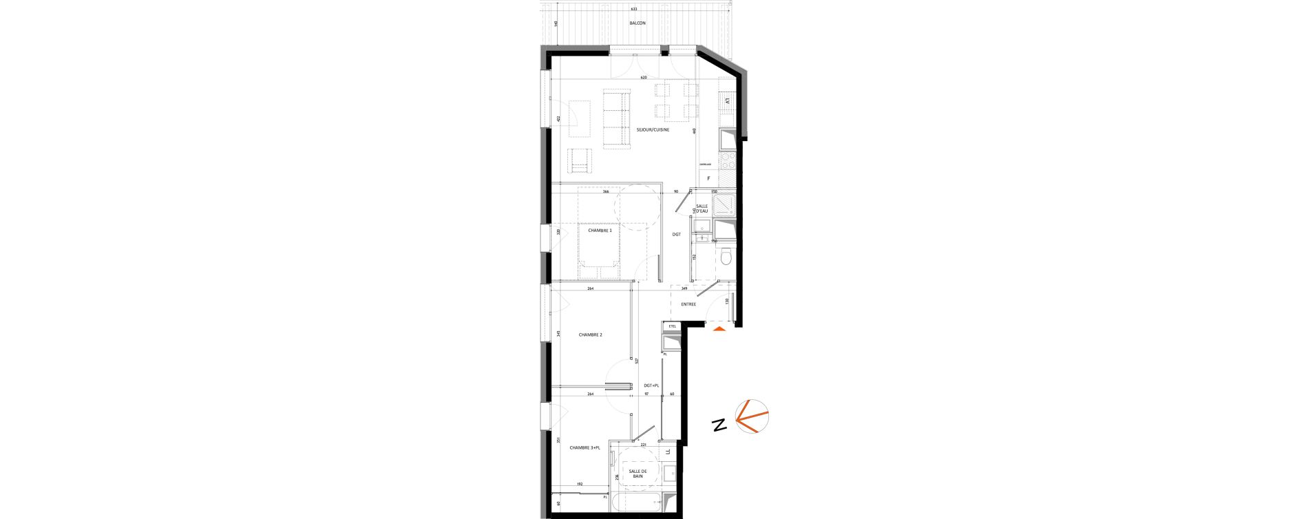 Appartement T4 de 77,54 m2 &agrave; Samo&euml;ns Centre