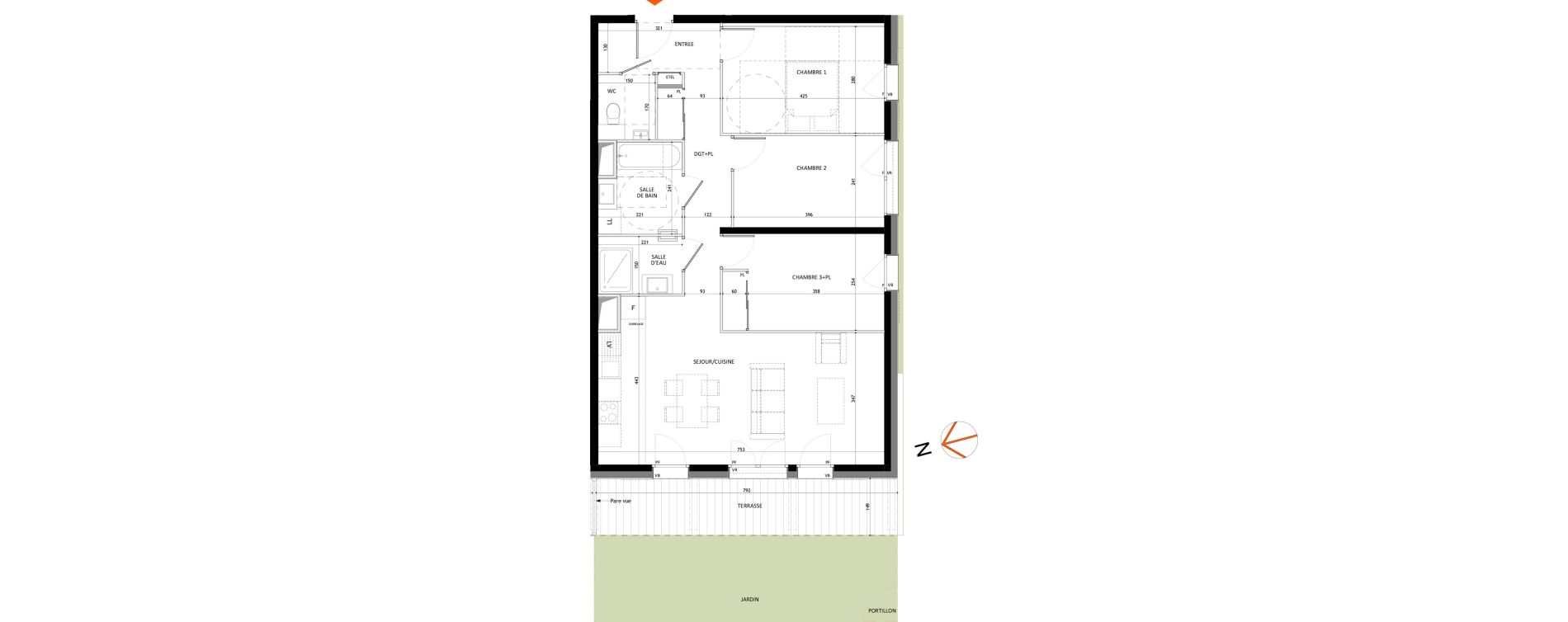 Appartement T4 de 82,59 m2 &agrave; Samo&euml;ns Centre