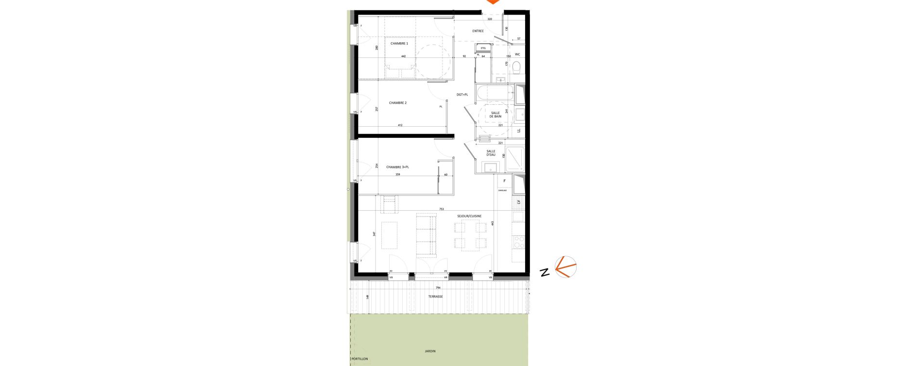 Appartement T4 de 82,61 m2 &agrave; Samo&euml;ns Centre