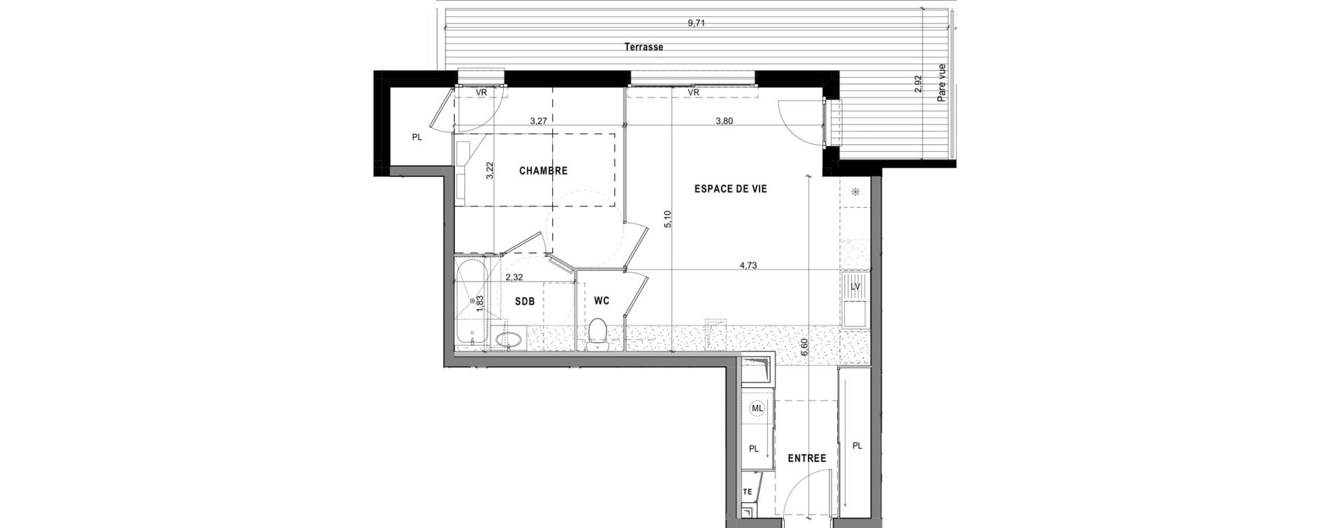 Appartement T2 de 47,80 m2 &agrave; Sciez Centre